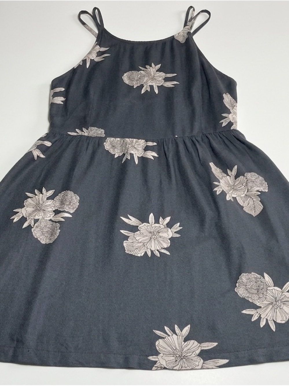Roxy gray Floral Spaghetti-Strap Mini Dress large